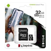 Kingston - Memoria Micro SD 32GB Canvas Select Plus 100Mbs - NegroMarca Kingston